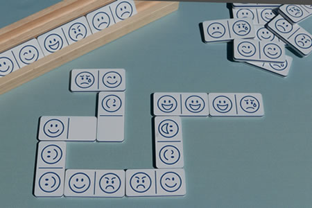 Laser produced acrylic emoji dominoes 